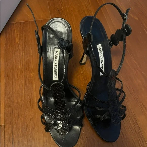 Manolo Blahnik black strappy heels - Picture 2 of 4